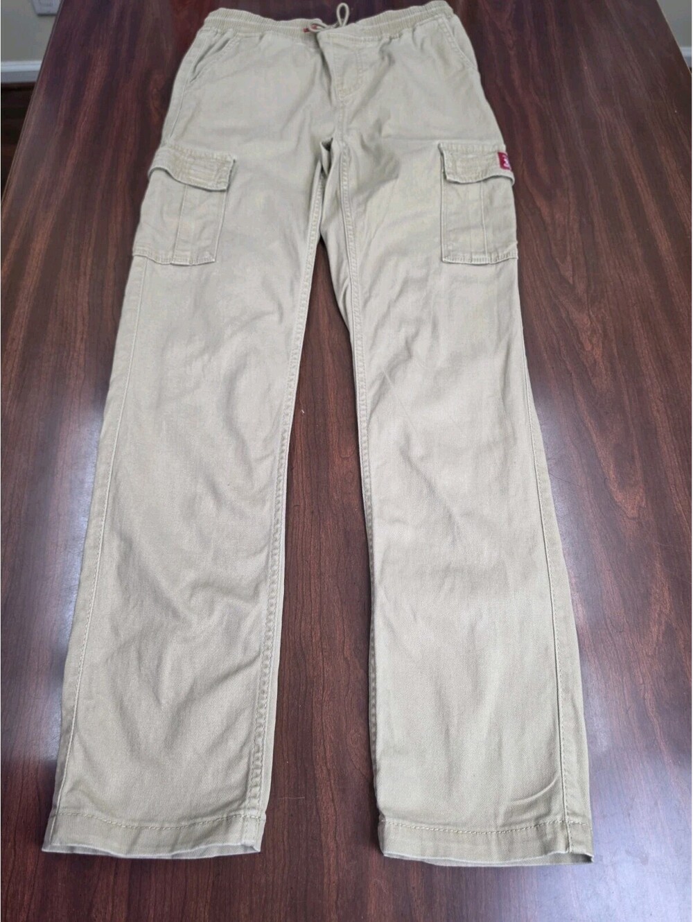 Levis Cargo Pants Youth Size 16 Khaki Stretch Drawstring Y2K Utility Streetwear
